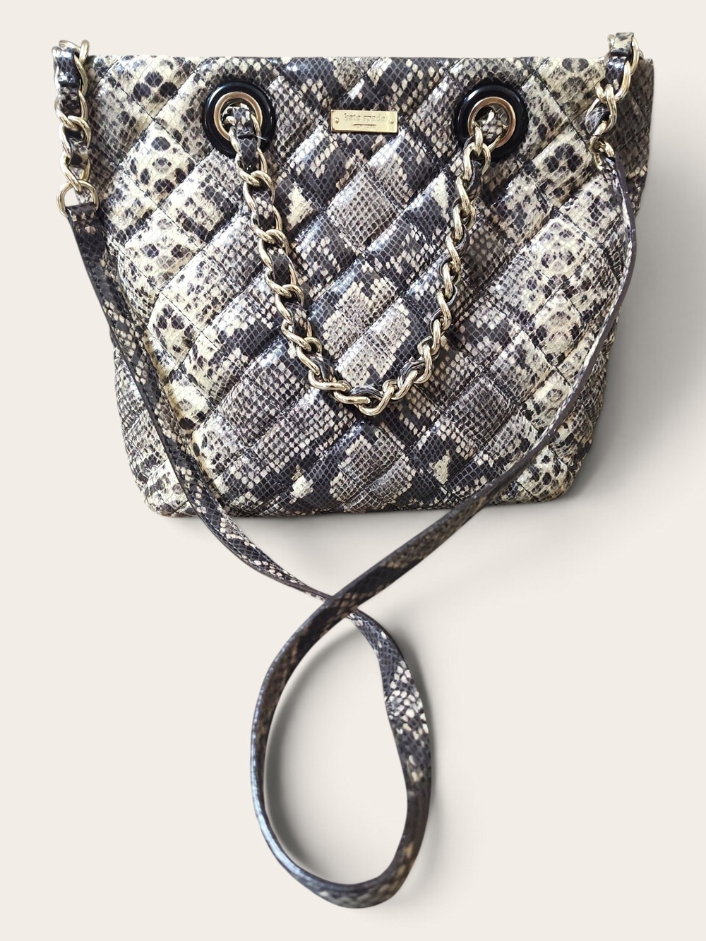 Kate Spade Snake-Print Chain Shoulder Bag - Neutral